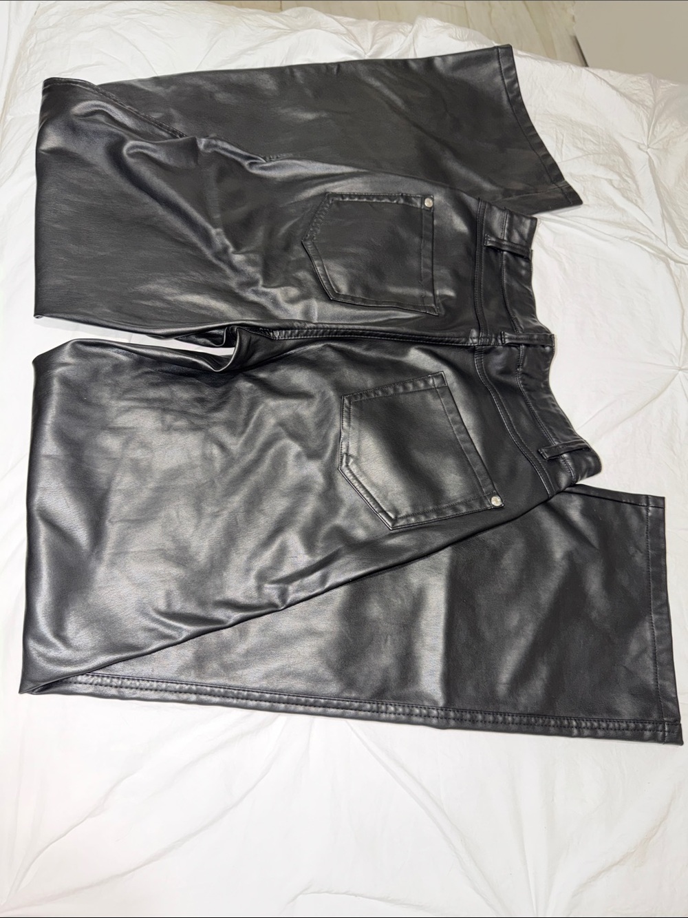 FASHION NOVA Black Faux Leather Straight-Leg Pants